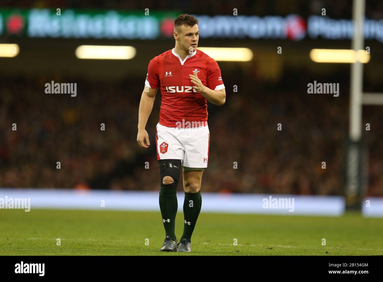 Jarrod Evans of Wales looks on. Wales v France, Guinness Six Nations championship 2020 international rugby match at the Principality Stadium in Cardiff ,Wales , UK on Saturday 22nd February 2020.   pic by Andrew Orchard/Alamy Live News  PLEASE NOTE PICTURE AVAILABLE FOR EDITORIAL USE ONLY Stock Photo