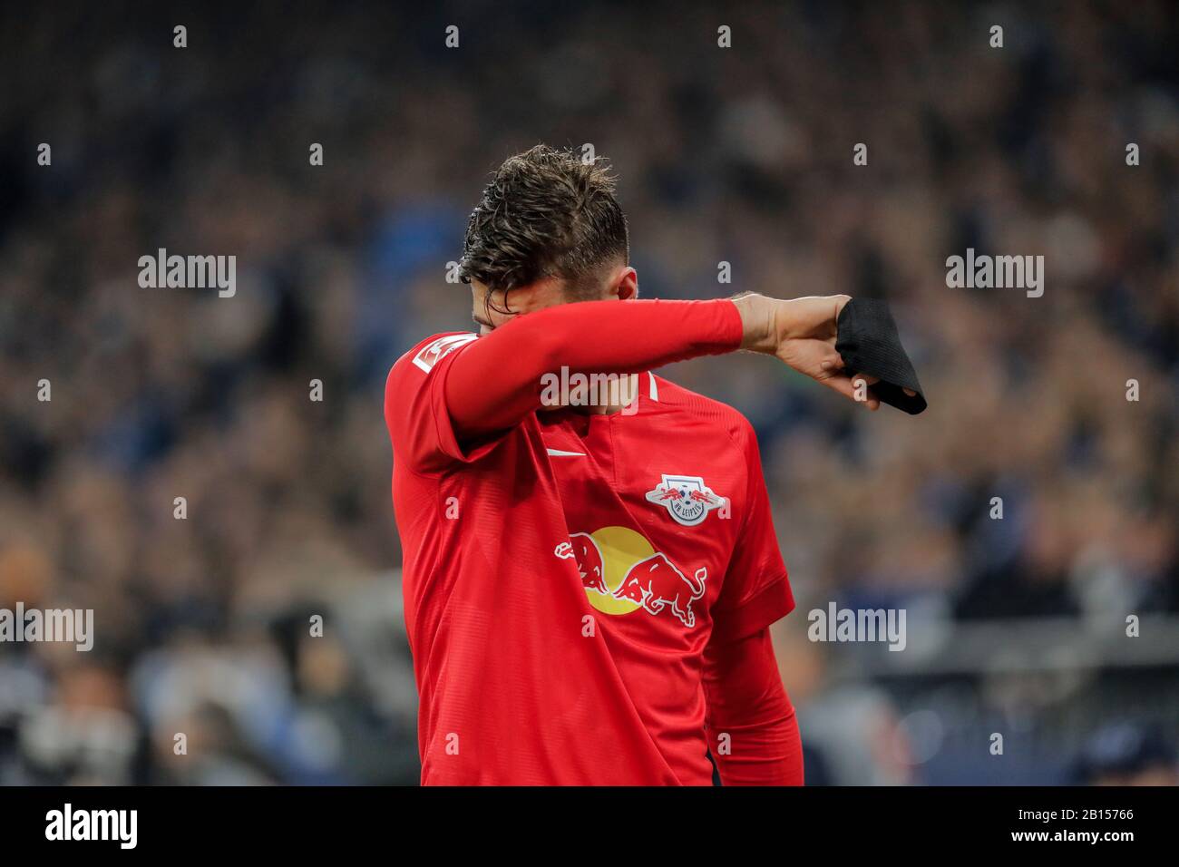 Gelsenkirchen, Germany, Veltins-Arena, 22th Feb 2020: Patrik Schick of Leipzig diappointed during the first Bundesliga match FC Schalke 04 vs. RB Lei Stock Photo