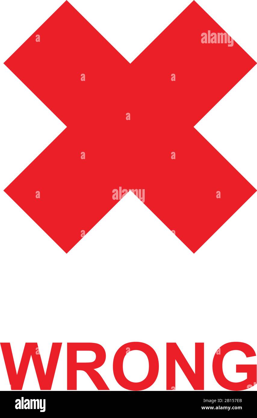 Wrong XCross vector pictogram. Illustration style is flat iconic red