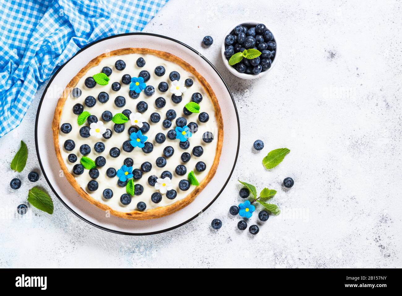 Blueberry cake tart with mascarpone Stock Photo - Alamy