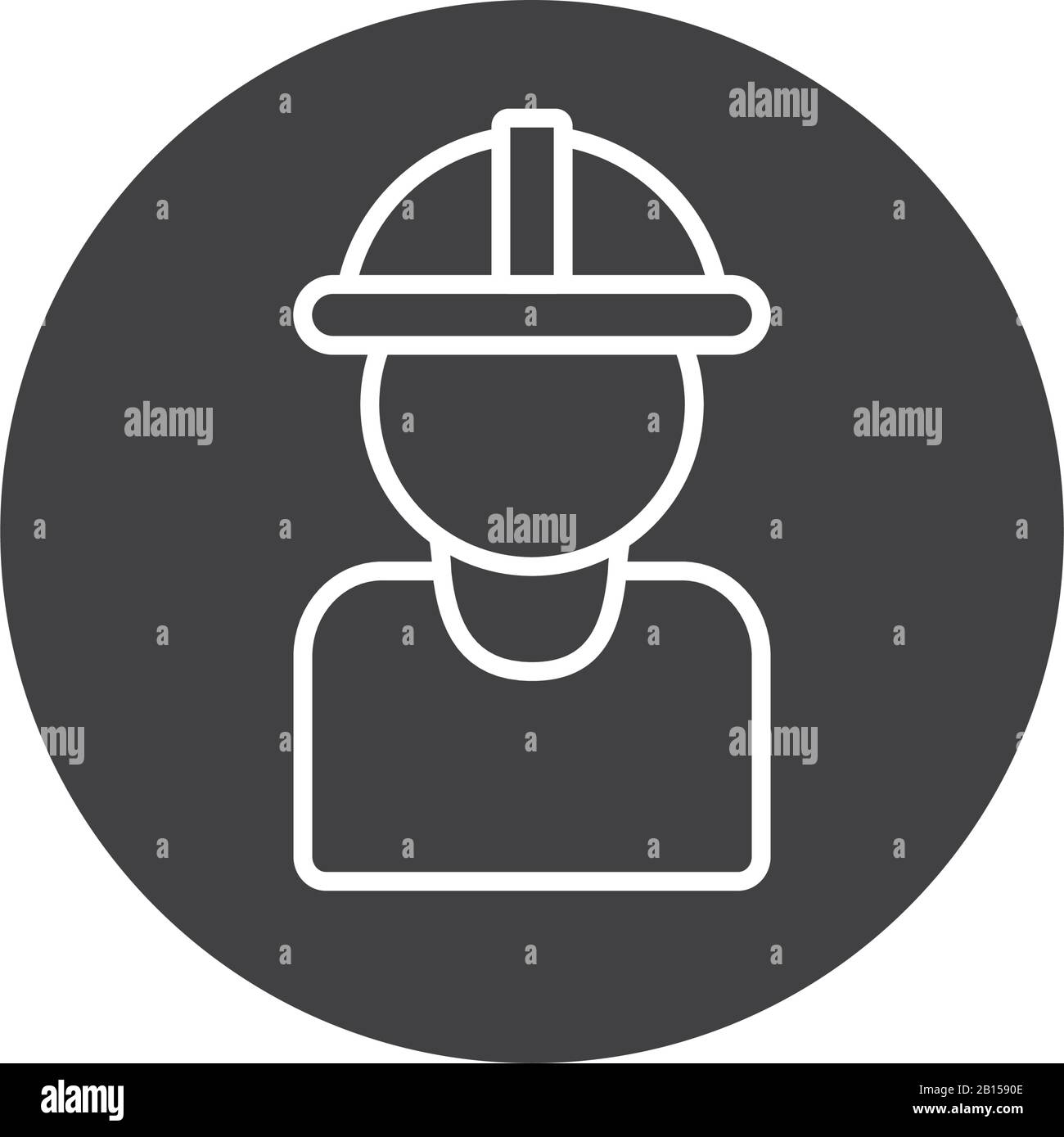 Builder man with helmet line block style icon design of Construction ...