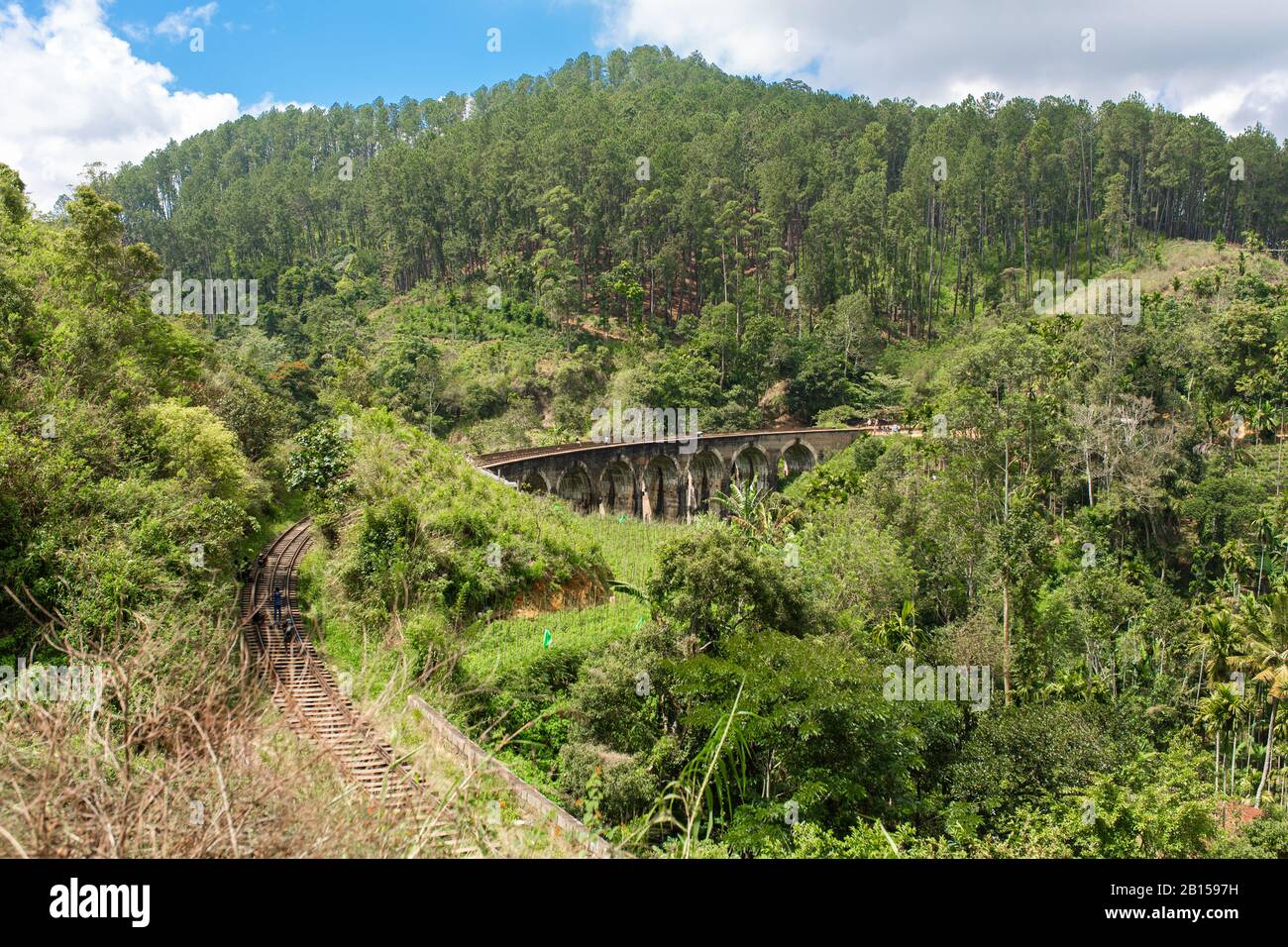 The famous ninearch bridge of the railway in the jungle in Sri Lanka