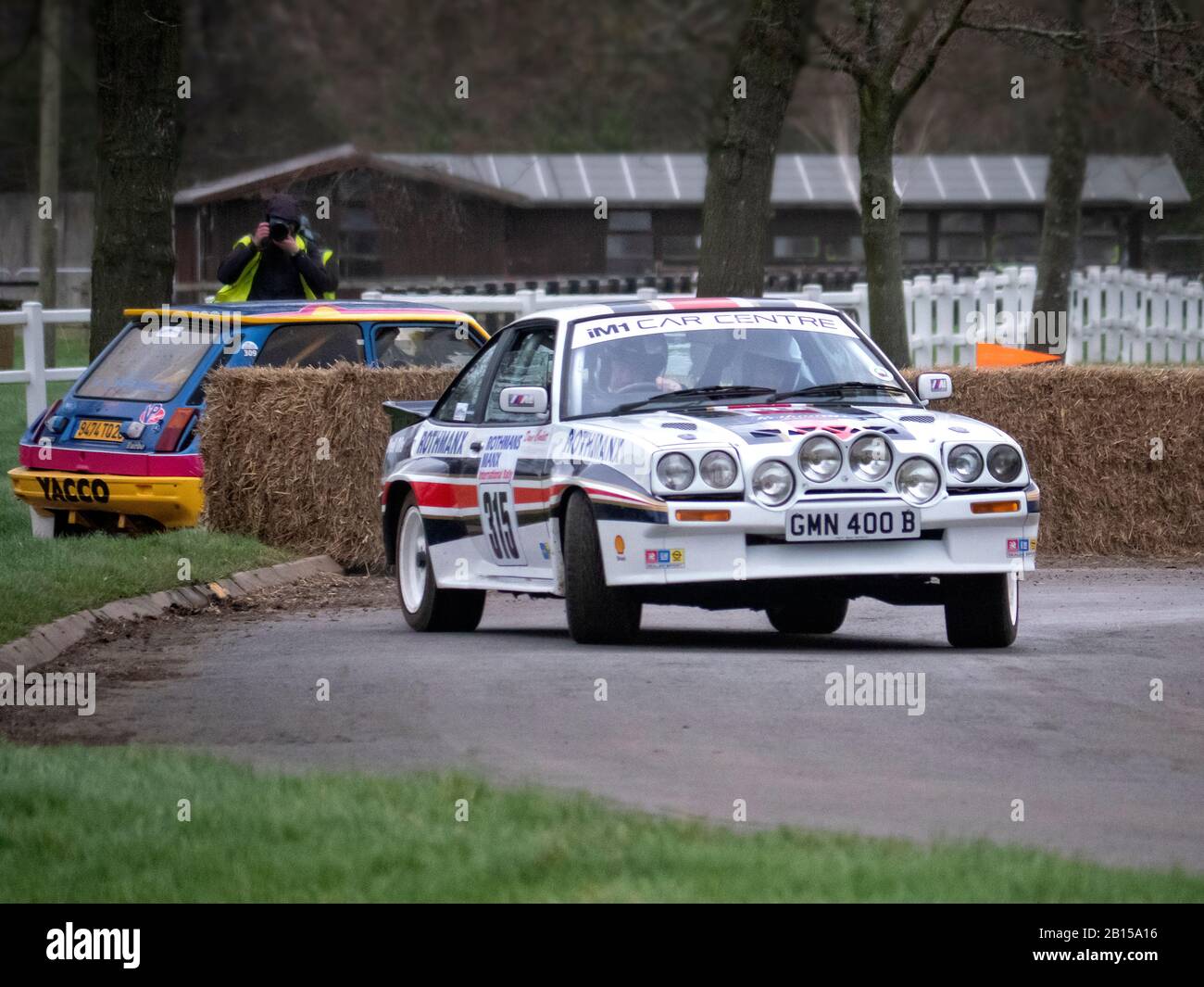 Opel Manta on the rally stage at  Race Retro Motorsport Show Stoneleigh Park Warwickshire UK. Stock Photo