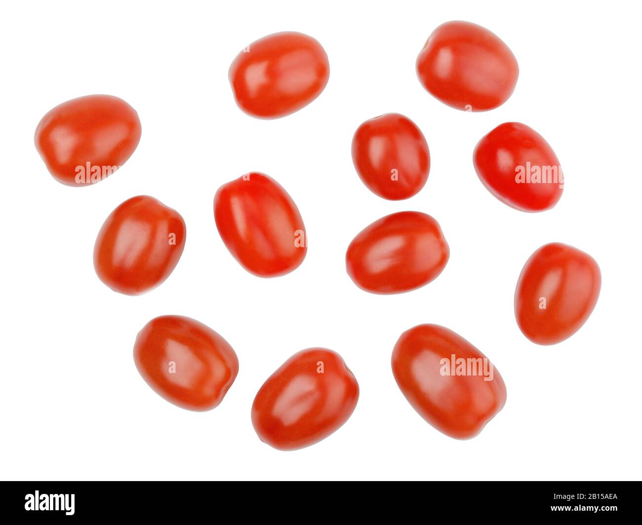 Group of cherry tomatoes isolated on white background. Top view Stock ...