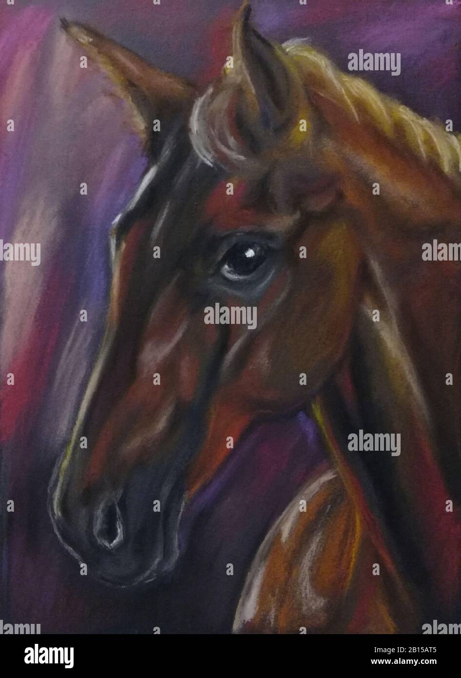Horses Painting Original Art Horses Pastel art Portrait from photo
