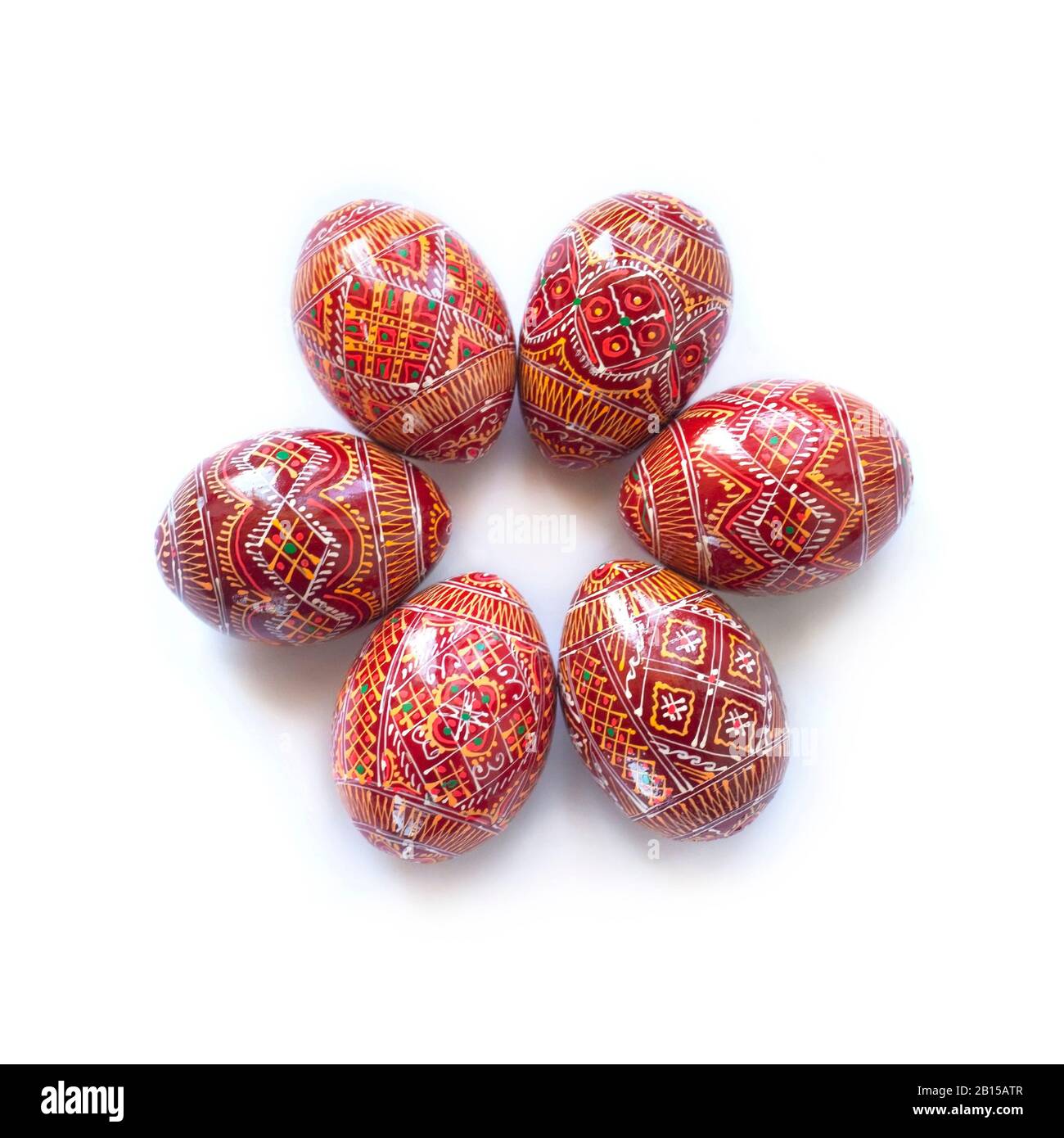 Pysanky - Ukrainian traditional painted Easter eggs isolated on white background Stock Photo
