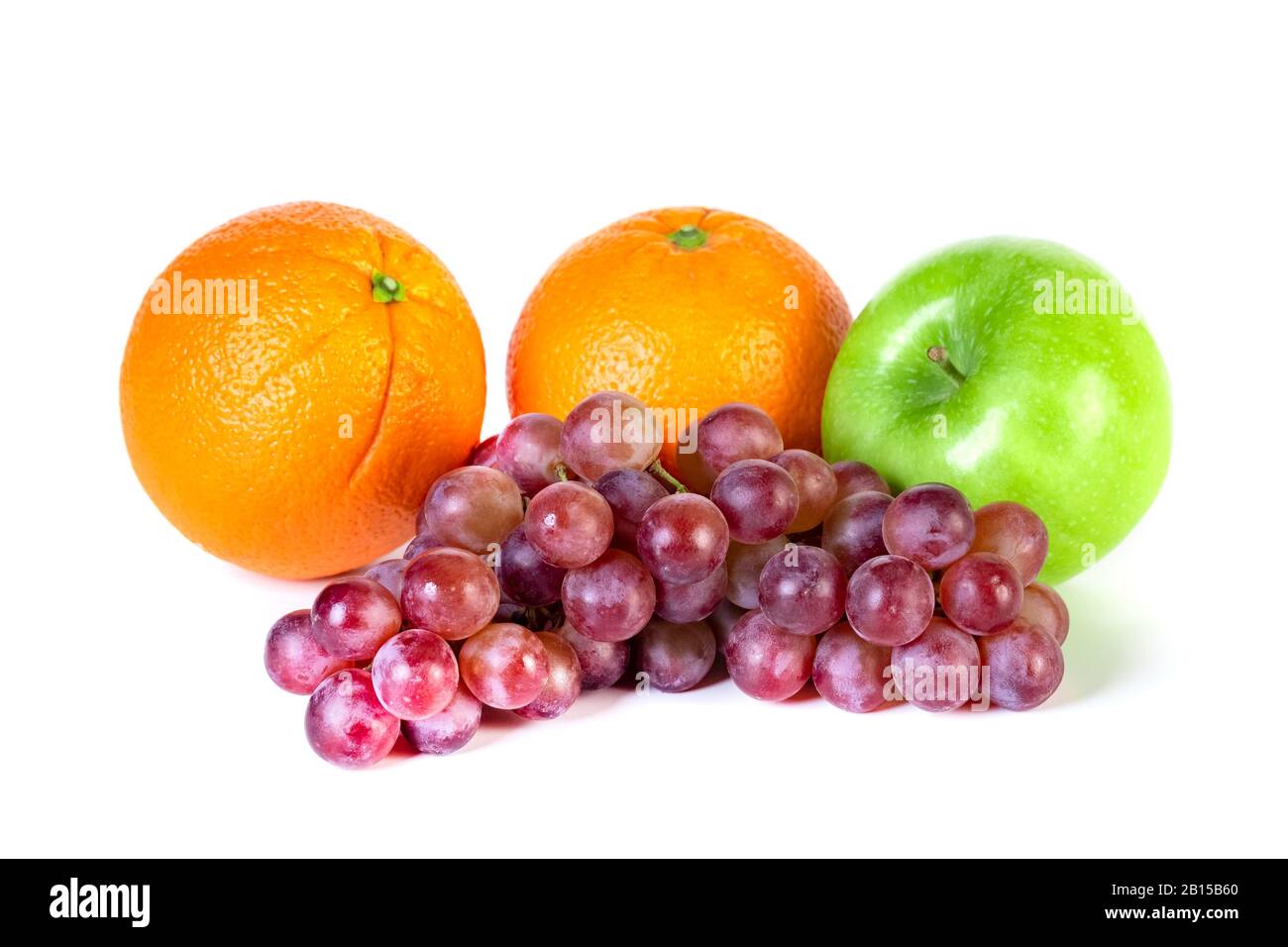 Apple, orange and grape isolated on white background Stock Photo Alamy