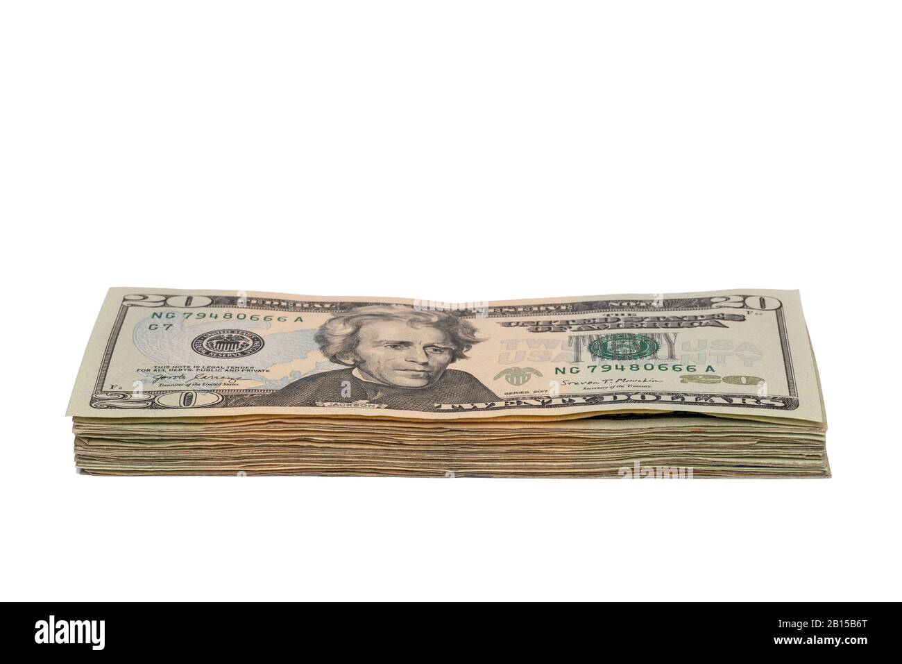 20 Dollar Bill Stack Stock Photo