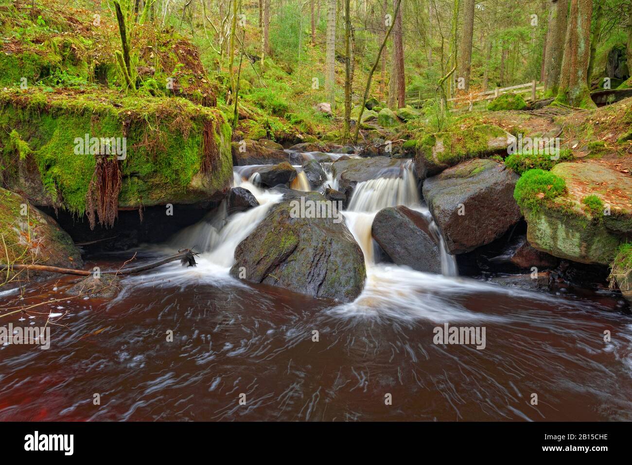 Wyming Brook,nature reserve,water fall cascades,peak district,Sheffield,England,UK Stock Photo
