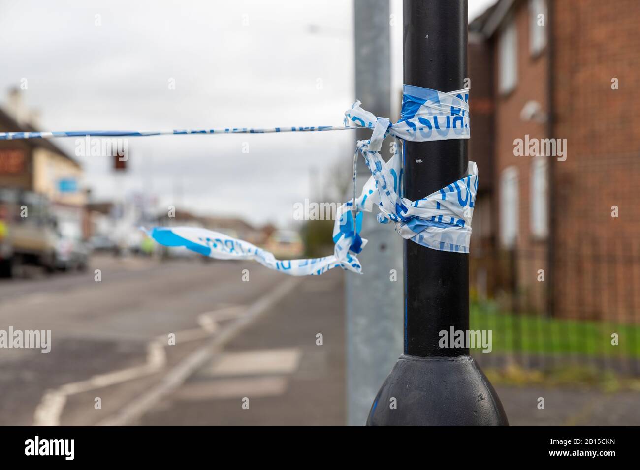 Aveley, Essex, UK. 23rd Feb 2020. Police and forensic officers investigate a road traffic collision/hit and run on Purfleet Road where a man in his 50's was struck by a vehicle which failed to stop. The man has been taken to hospital with serious and possibly life-changing injuries and Essex Police are appealing for witnesses. Credit: Ricci Fothergill/Alamy Live News Stock Photo