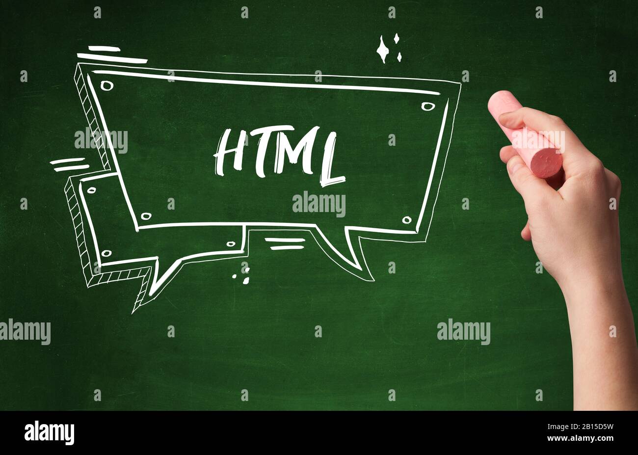 Hand drawing HTML abbreviation with white chalk on blackboard Stock ...