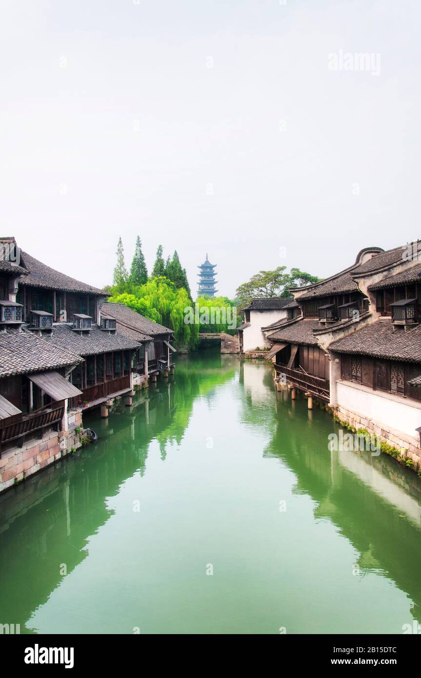 The traditional chinese architecture lined water canals with Bailian