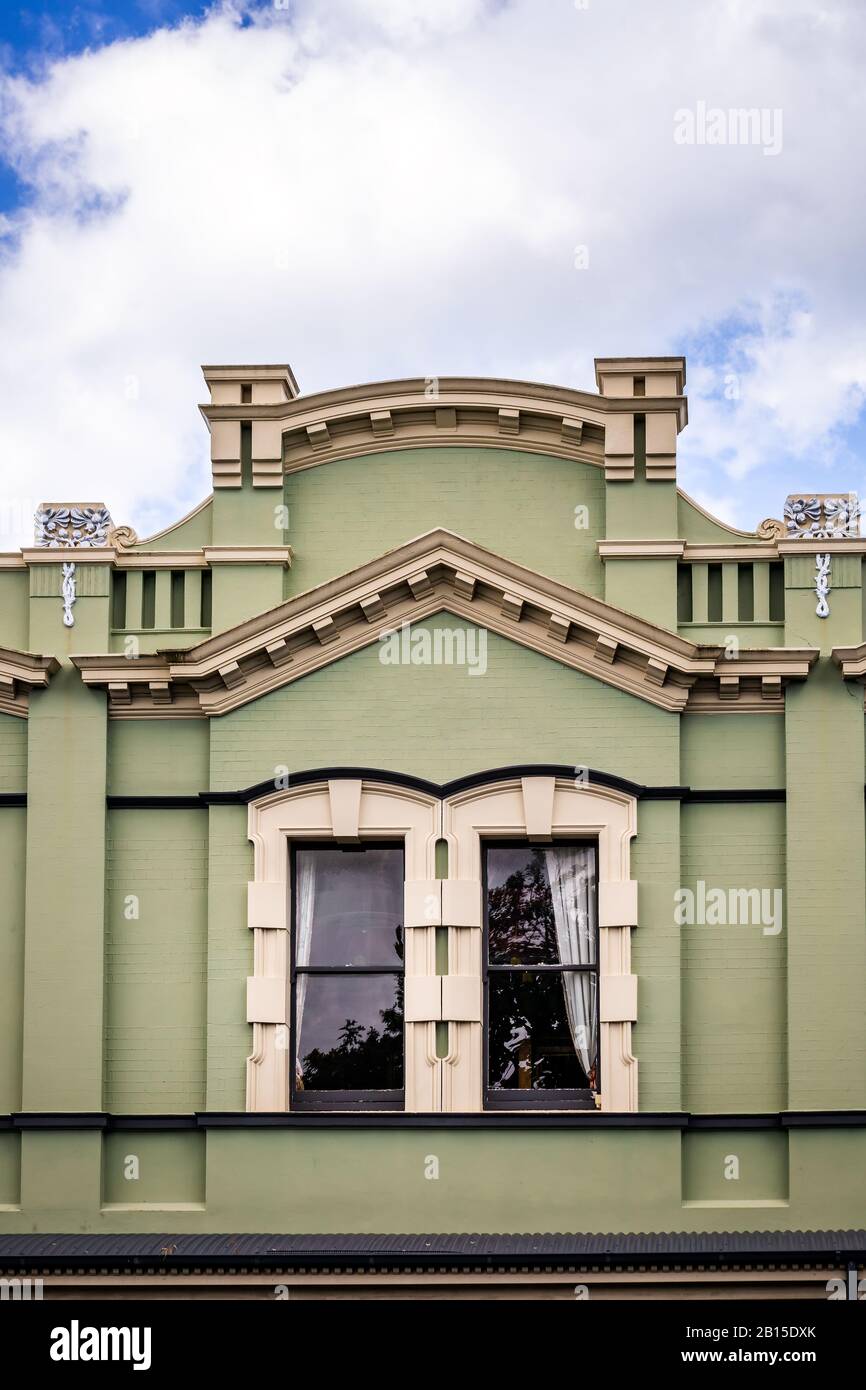 Side wall of vintage wooden building at Auckland, New Zealand Stock