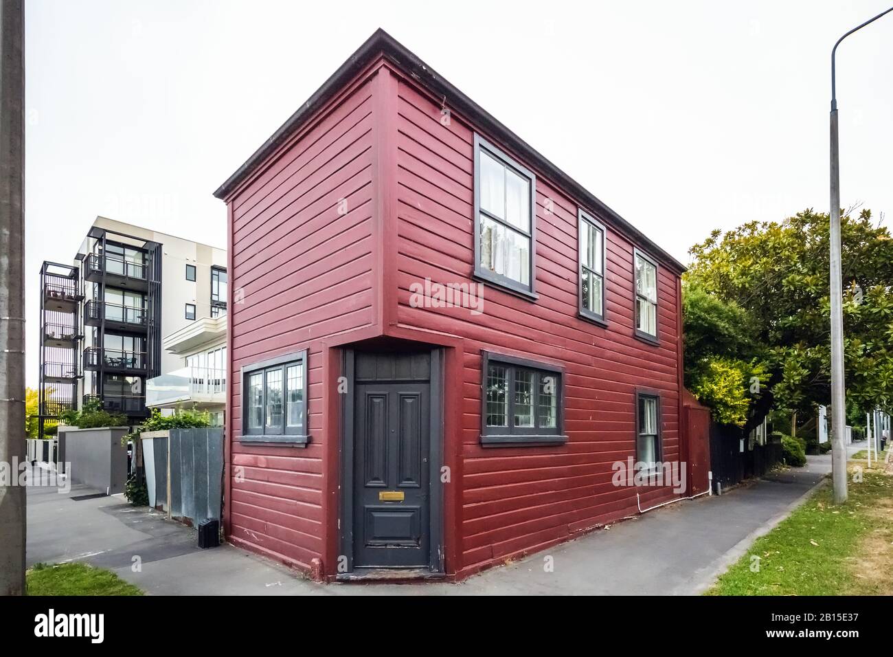 Side wall of vintage wooden building at Christchurch, New Zealand Stock
