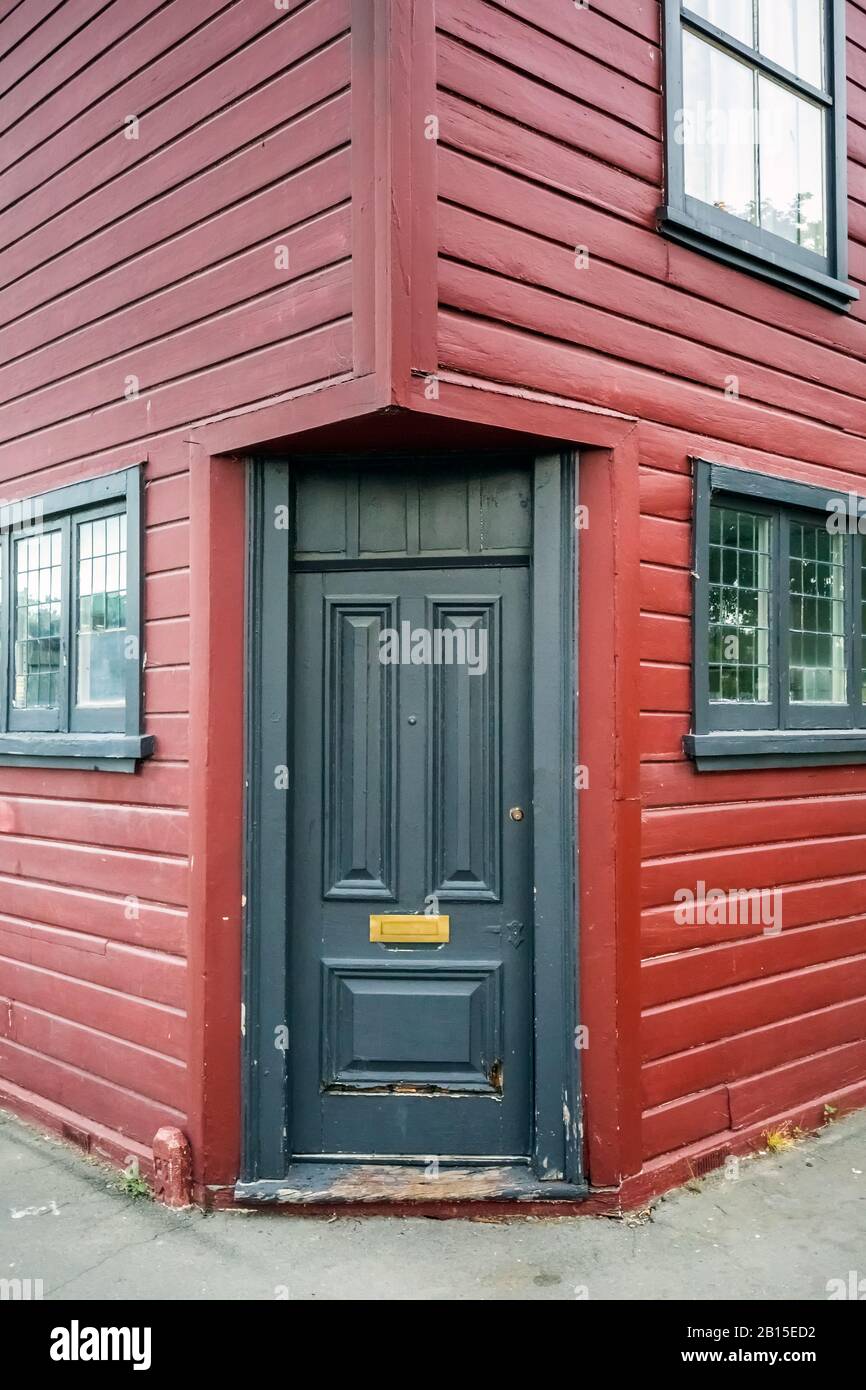 Side wall of vintage wooden building at Christchurch, New Zealand Stock