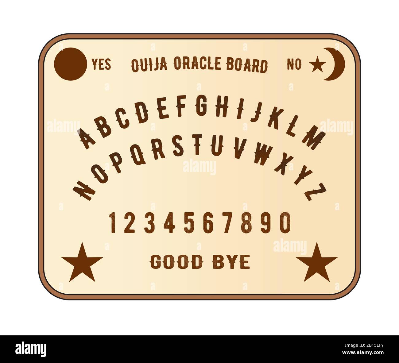 A ouija oracle board as used my mediums to talk to the dead or past on spitits Stock Vector