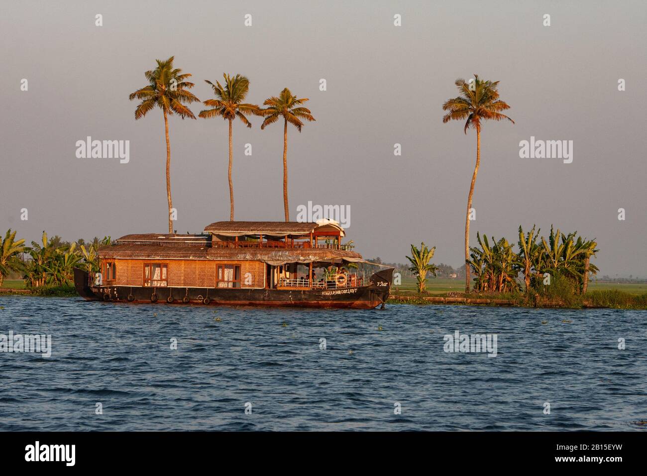 Evening at the back waters of Alappuzha Alleppy Stock Photo