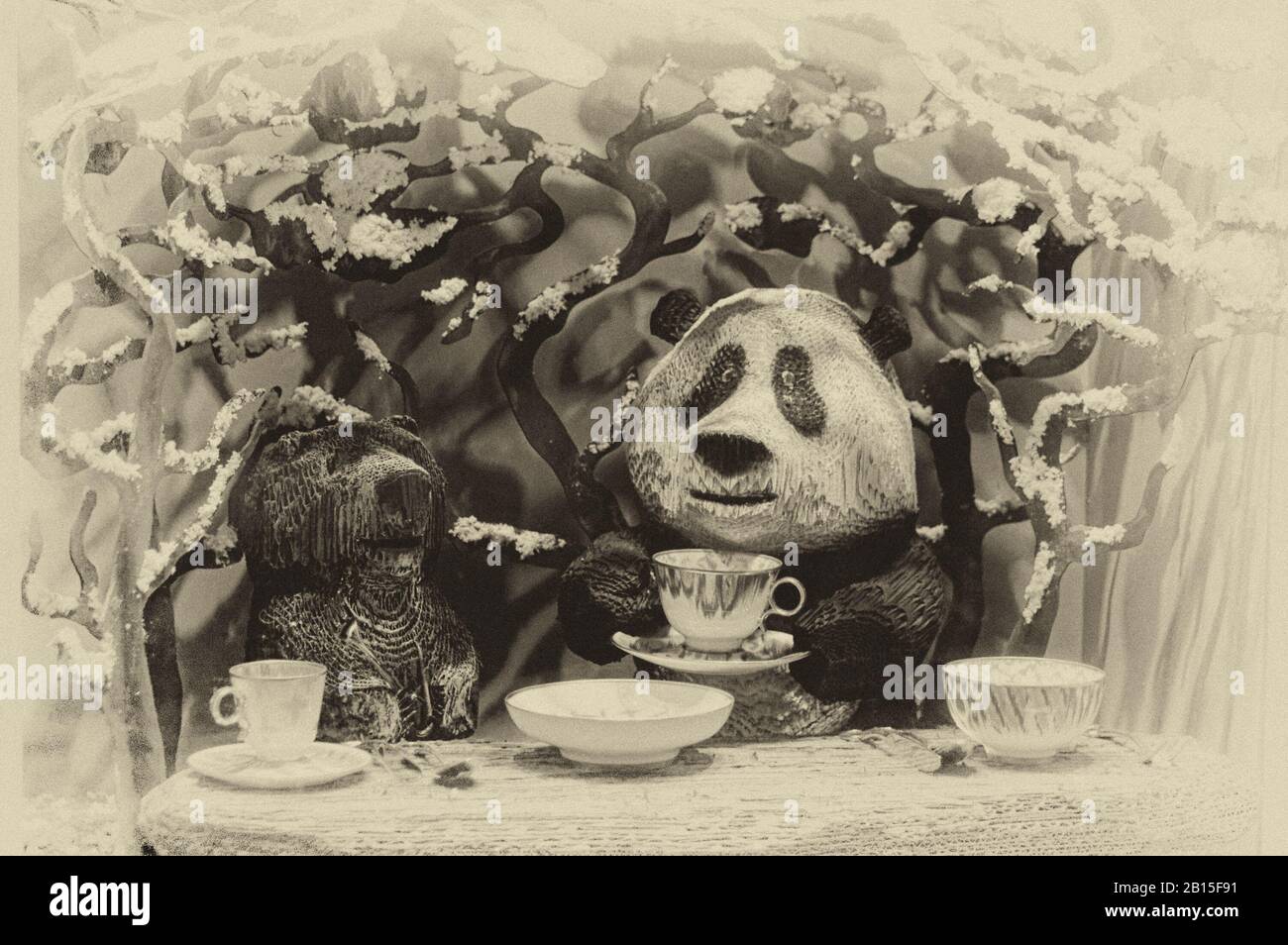 Photo Christmas decorations,panda, carving, wood carving, tea party Stock  Photo - Alamy