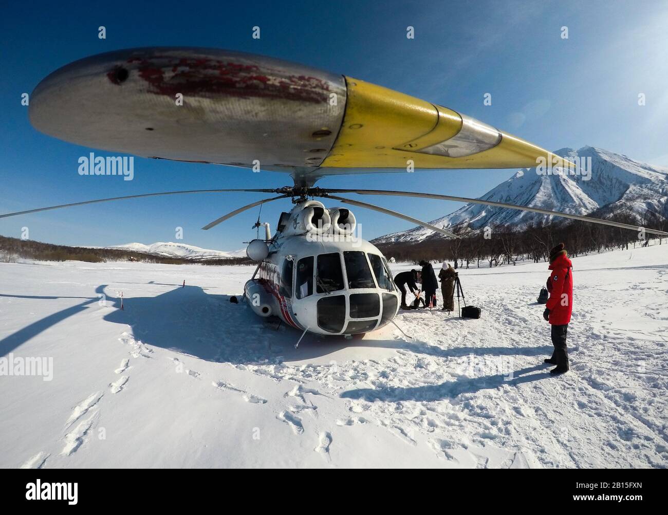 Kamchatka Territory Russia February 23 A Mil Mi 8 Helicopter Operated By The Vityaz Aero Air Carrier Taking Off From The Nikolayevka Airfield Yuri Smityuk Tass Stock Photo Alamy