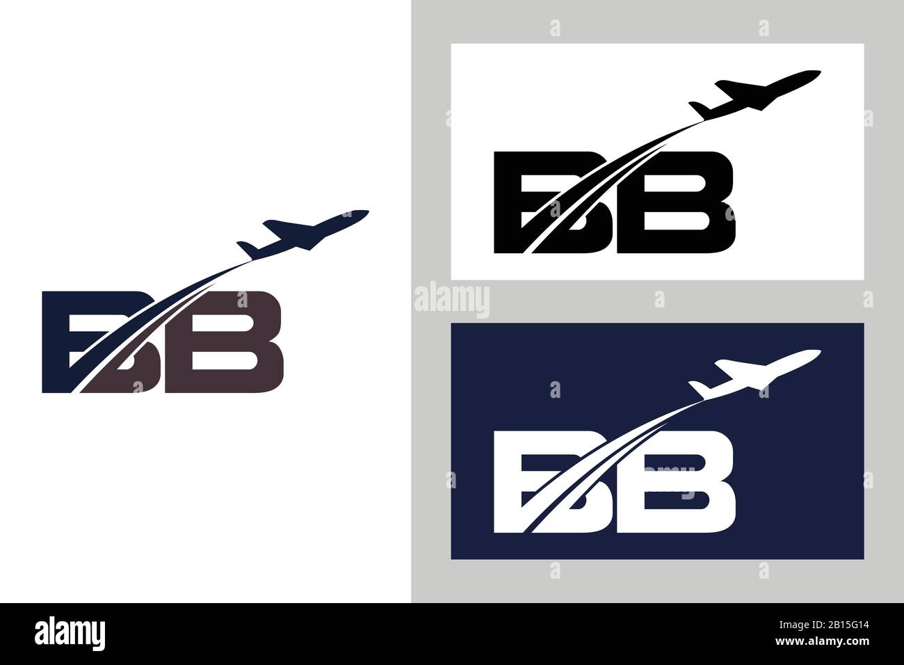 Initial Letter B and B with Aviation Logo Design, Air, Airline, Airplane and Travel Logo template. Stock Vector