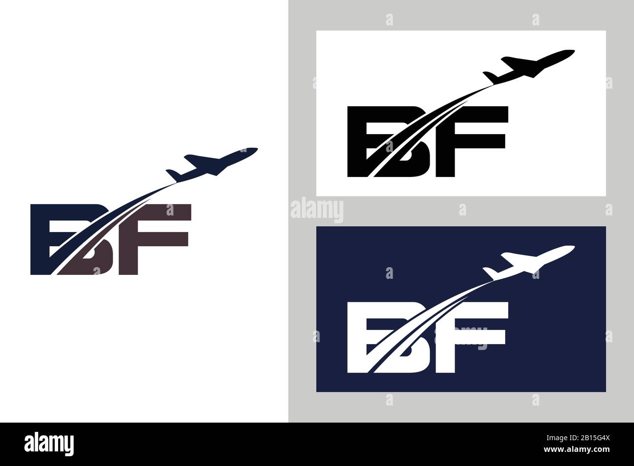Initial Letter B and F with Aviation Logo Design, Air, Airline, Airplane and Travel Logo template. Stock Vector
