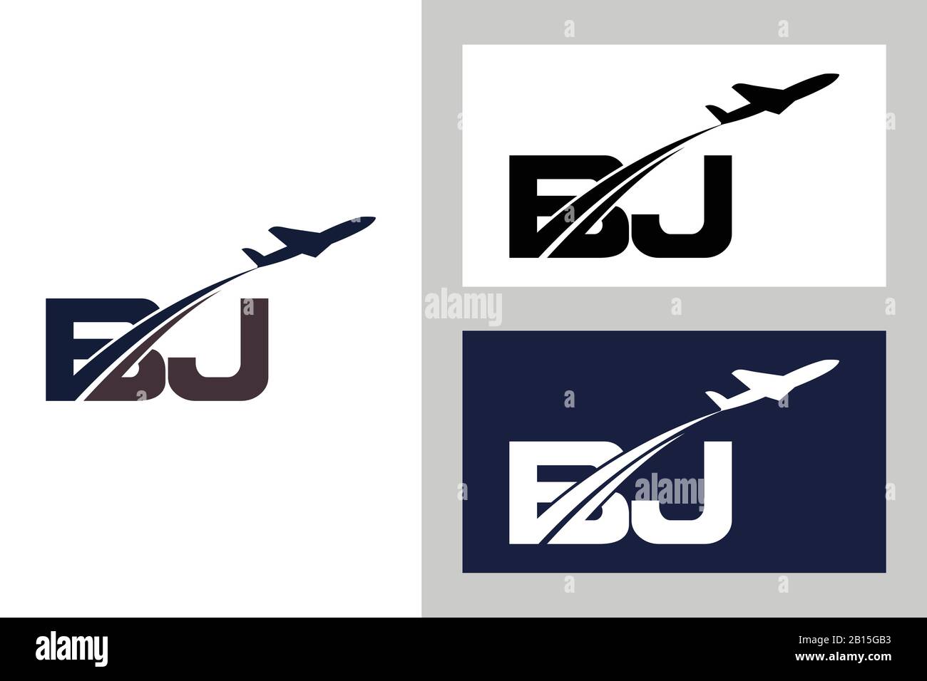 Initial Letter B and J with Aviation Logo Design, Air, Airline