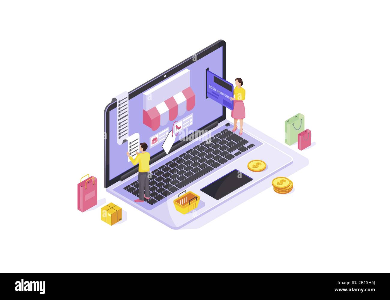 Online shopping isometric vector illustration Stock Vector Image & Art ...