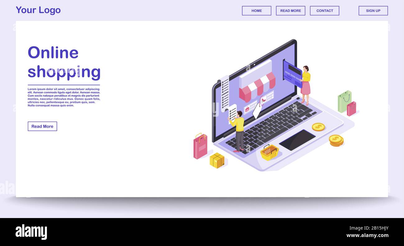 Online shopping webpage vector template Stock Vector