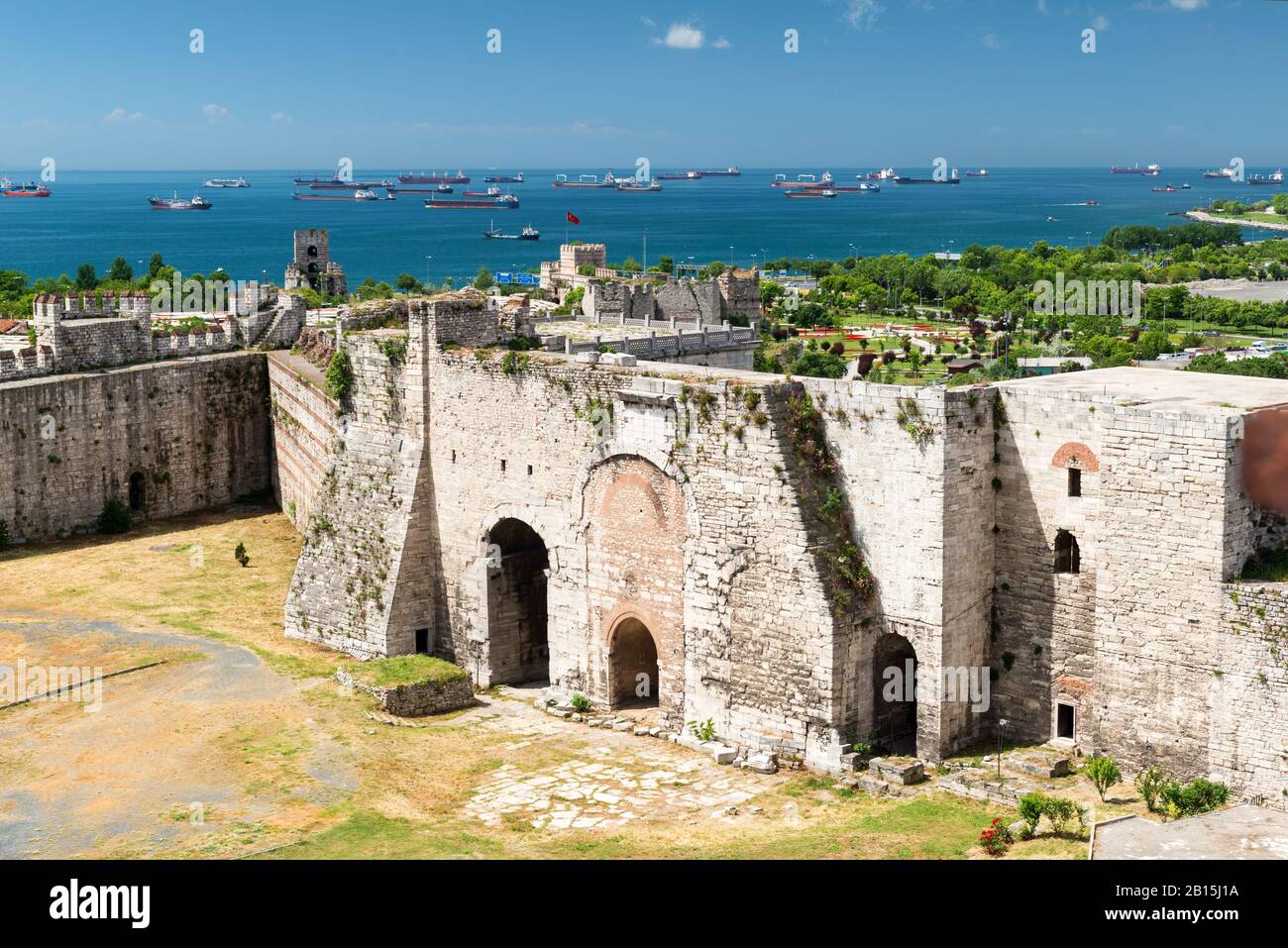 Famous Golden Gate of Constantinople in Istanbul, Turkey. Inside the Yedikule fortress. Stock Photo