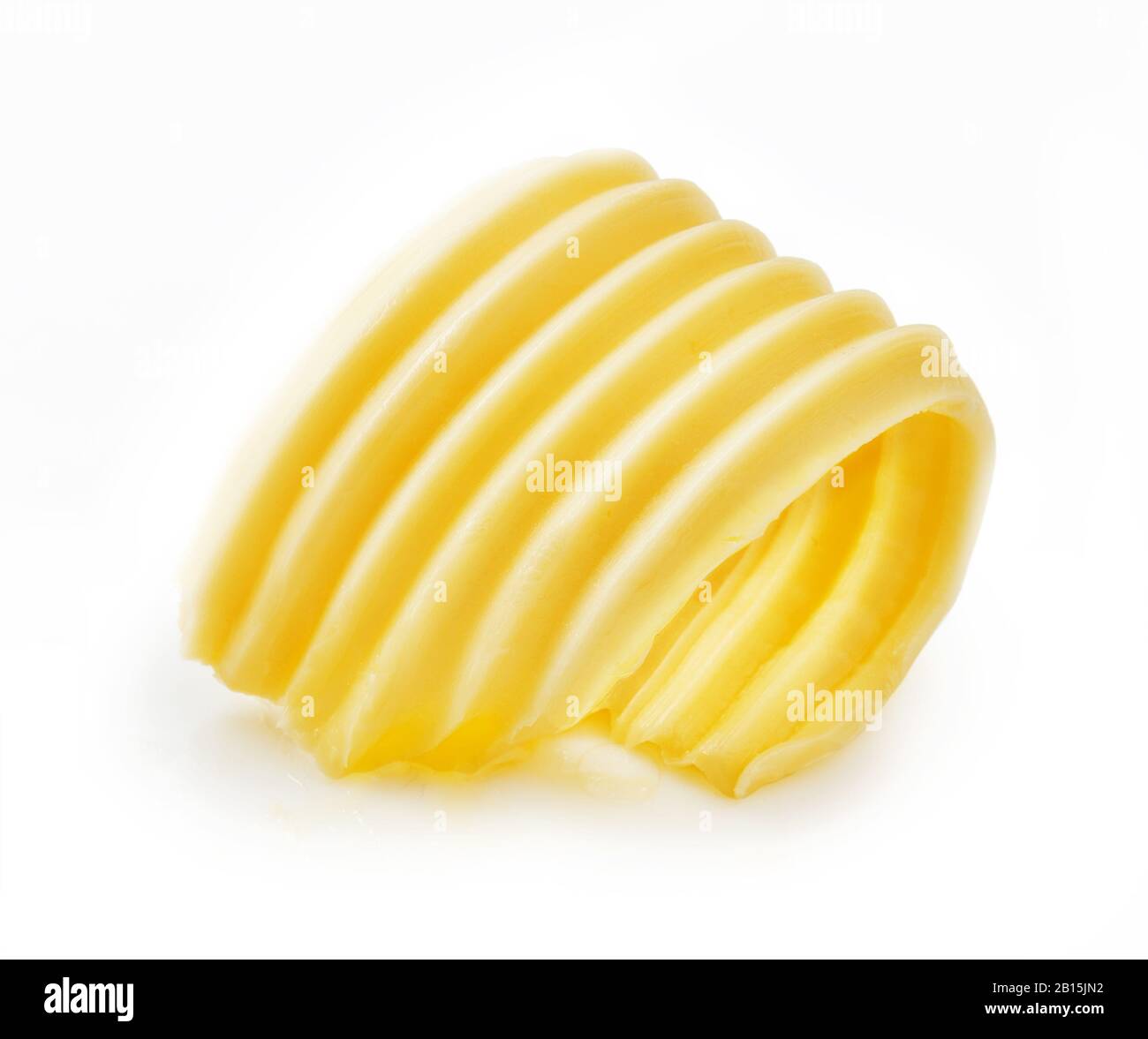 Butter curl or butter roll isolated on white background Stock Photo