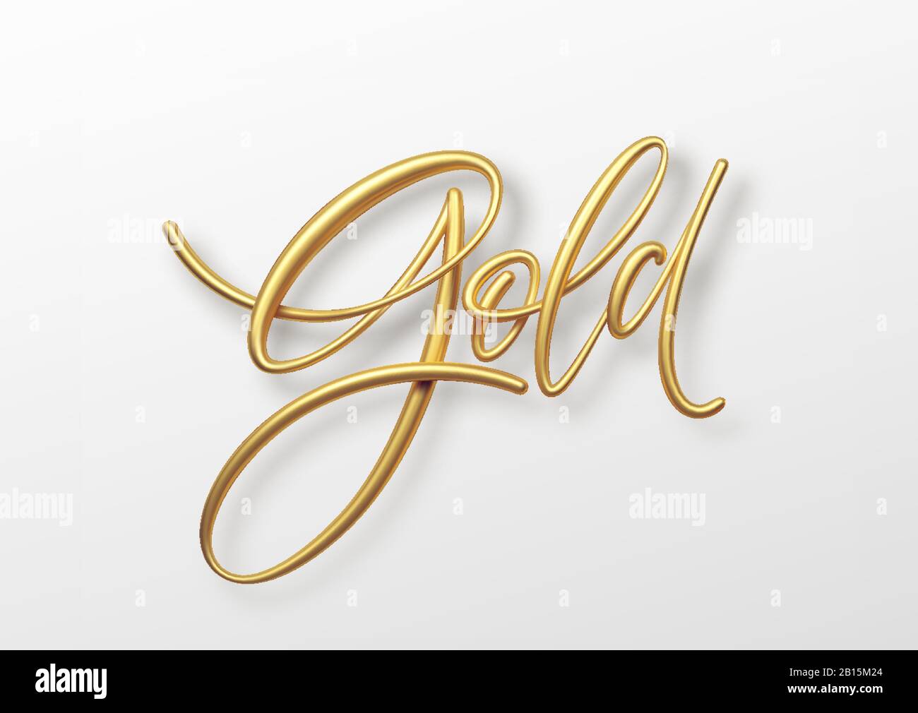 Word Gold 3d calligraphic lettering realistic illustration isolated on white background. Vector illustration Stock Vector
