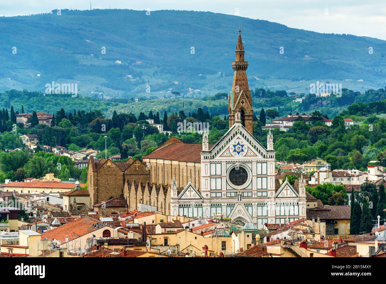 The Basilica of Santa Croce (Basilica of the Holy Cross) in Florence, Italy Stock Photo