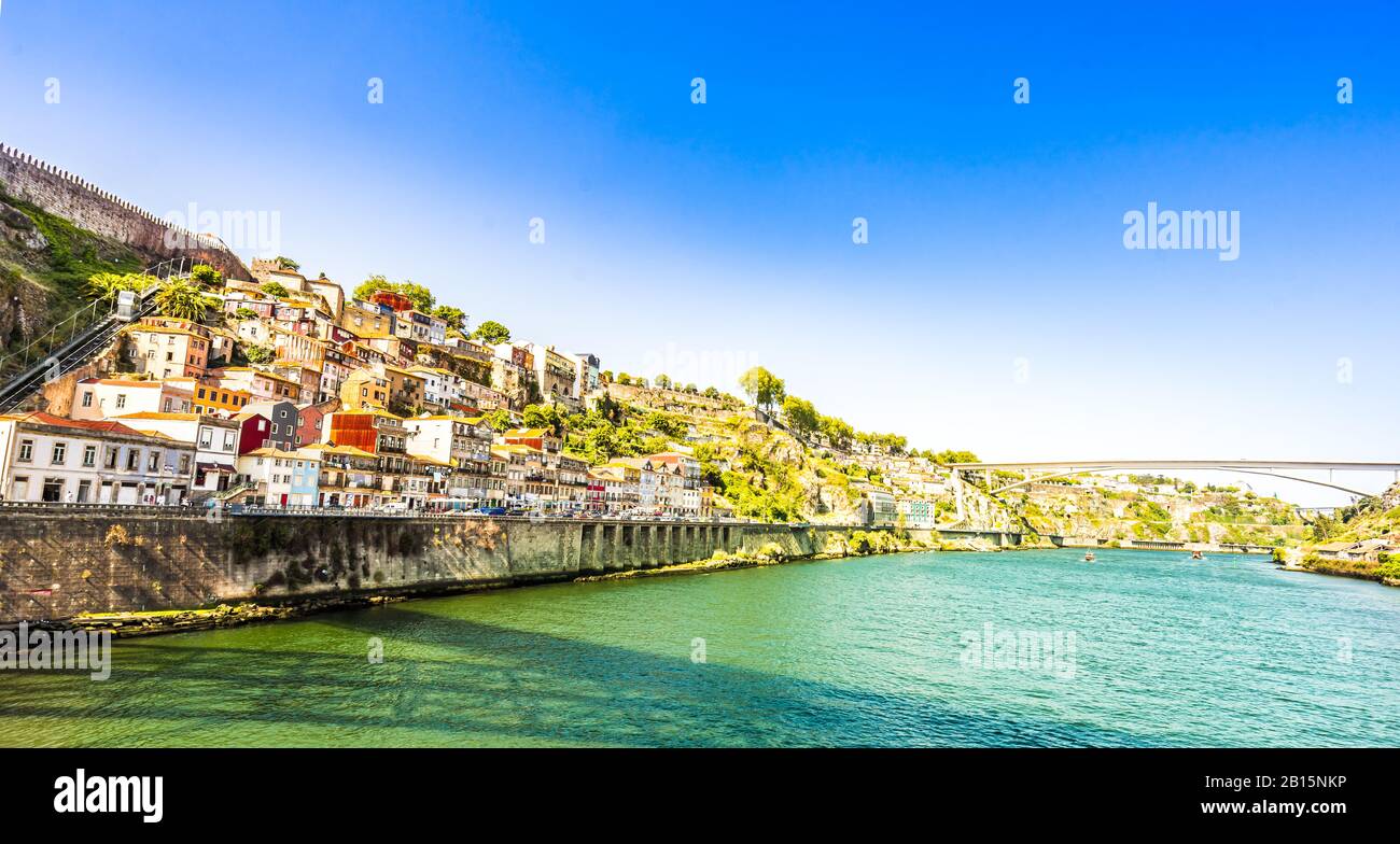 View of Douro river and city of Oporto, Portugal Stock Photo
