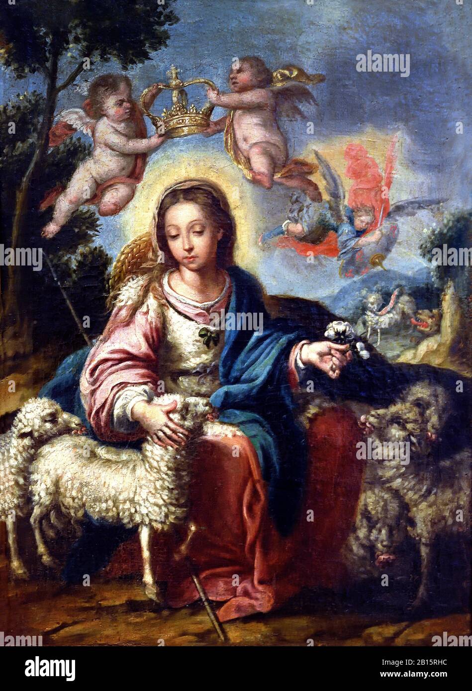 Divine Shepherdess 1758 by  Alonso Miguel de Tovar 1678-1752 Spain, Spanish. Stock Photo