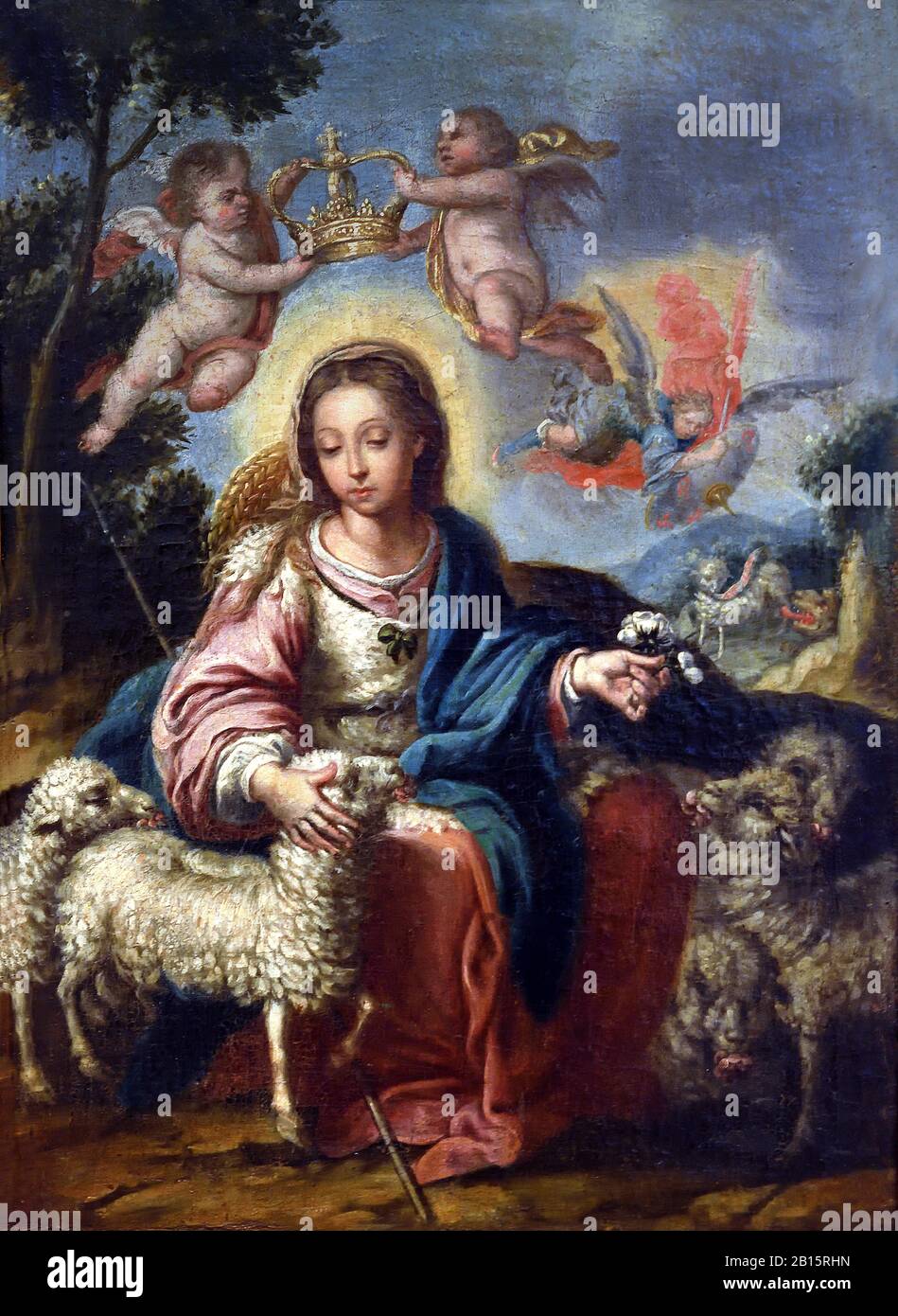 Divine Shepherdess 1758 by  Alonso Miguel de Tovar 1678-1752 Spain, Spanish. Stock Photo