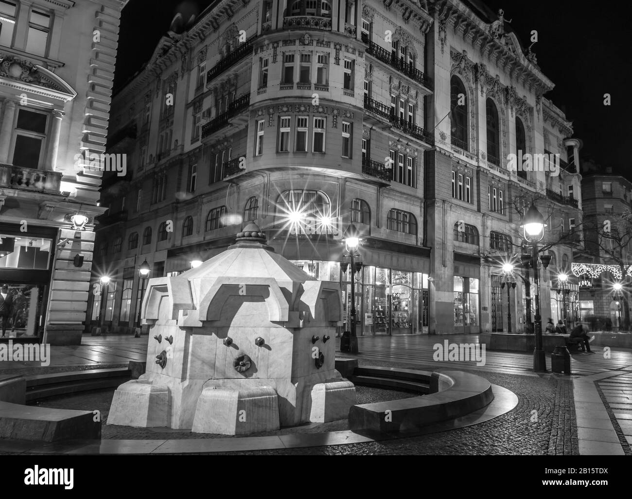 Knez Mihailova Street on november in Belgrade, Serbia. Street is the