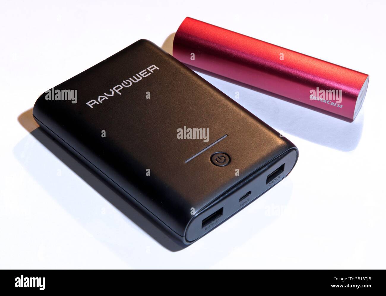 Rav Power and Silvercrest Power Banks Stock Photo