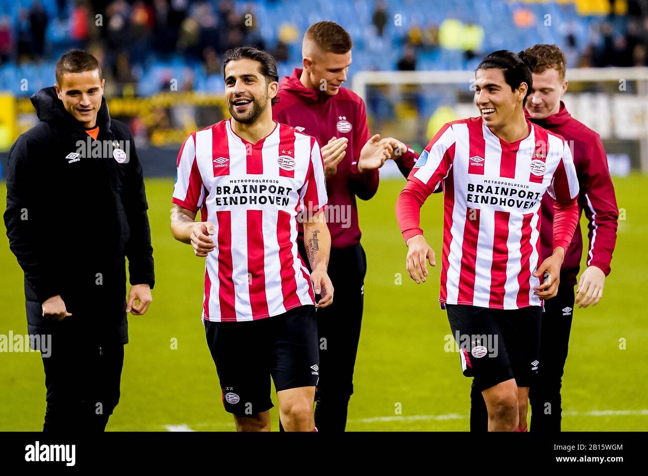 Arnhem Netherlands 23rd Feb Arnhem Vitesse Psv 23 02 Football Dutch Eredivisie Season 19 Stadium De Gelredome Psv Players Celebrating The Victory Psv Player Ricardo Rodriguez M Psv Player Eric Gutierrez