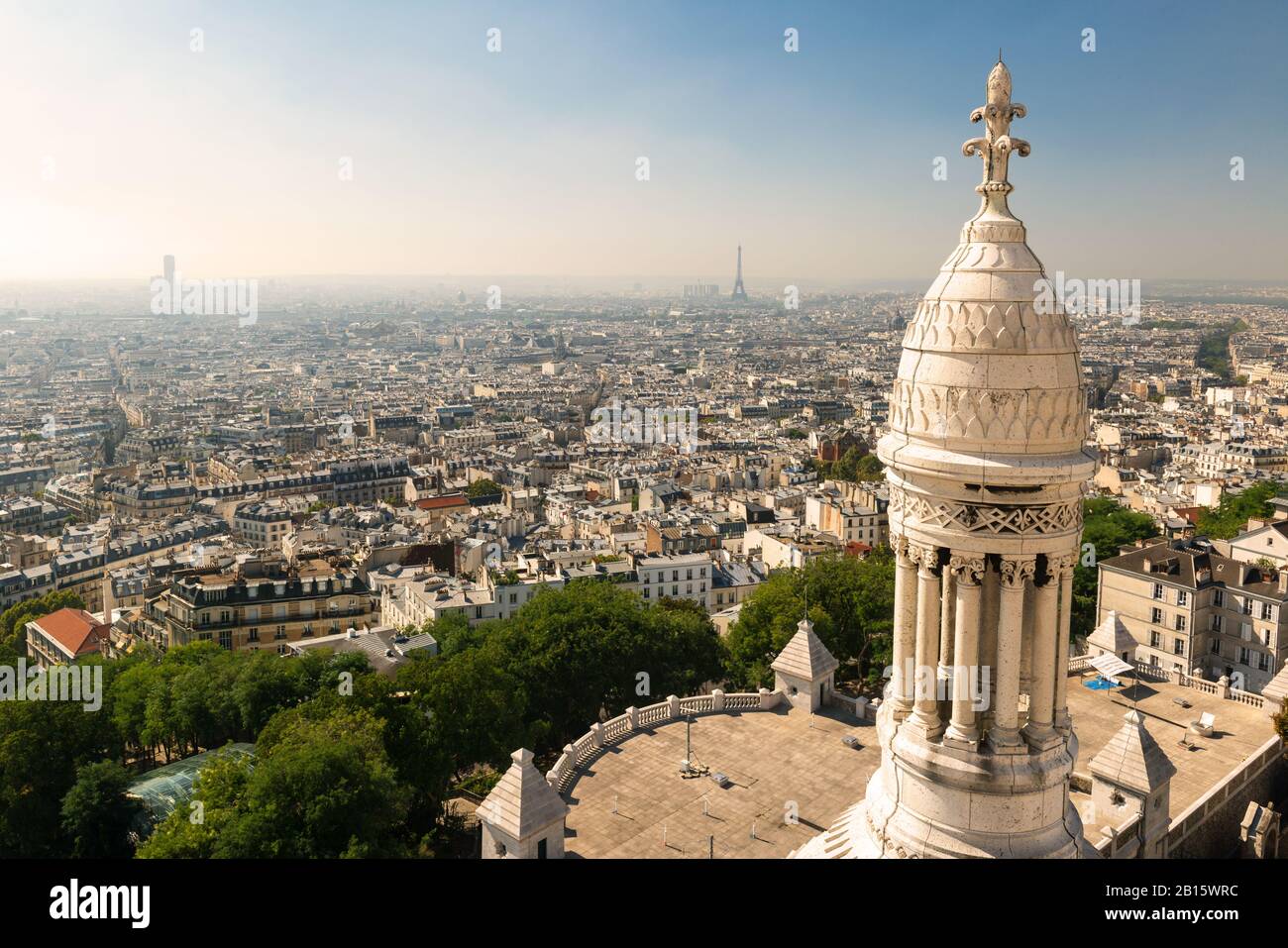 View of Paris from the Sacre Coeur in Montmartre hill Stock Photo