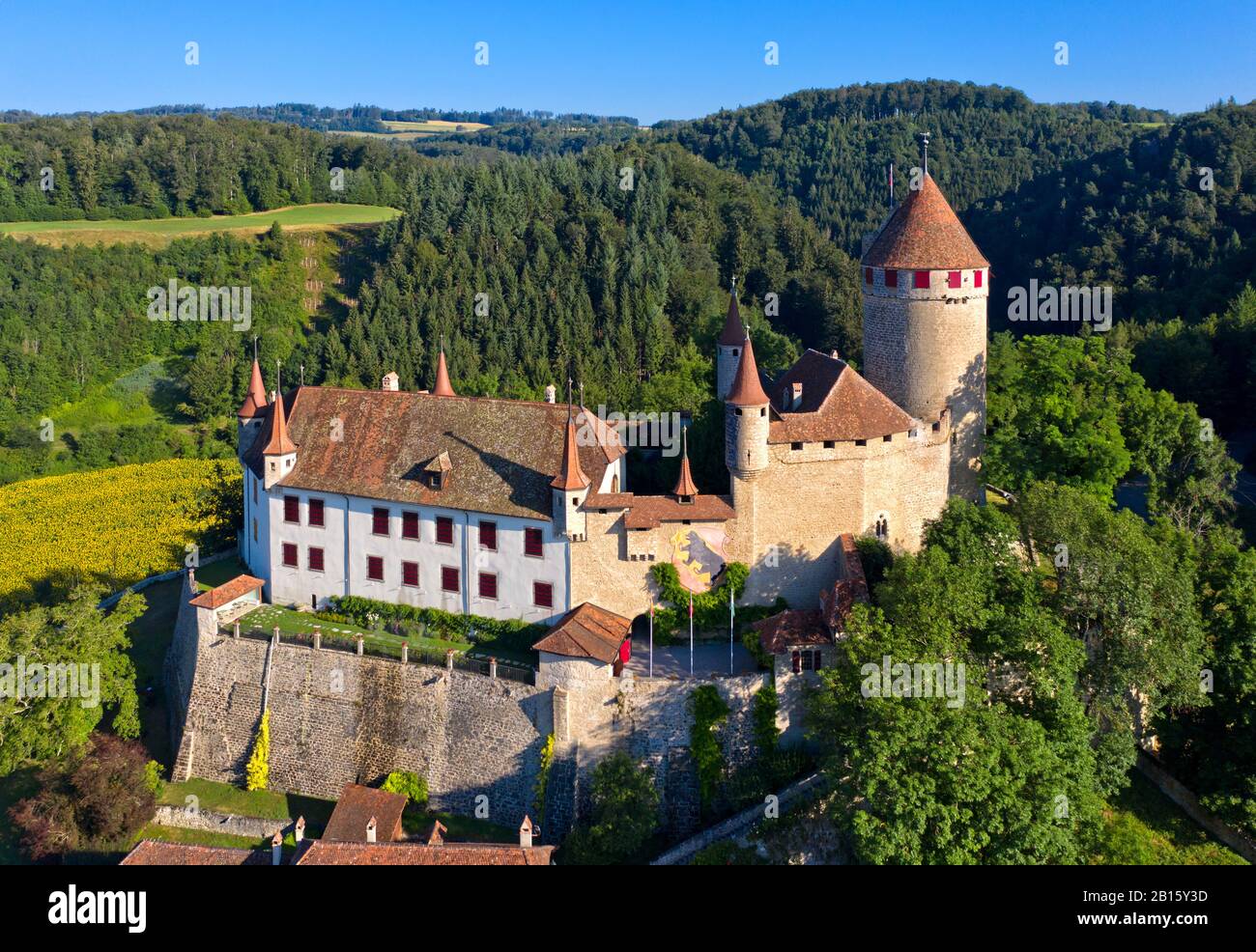 Lucens Castle, Chateau de Lucens, Lucens, Vaud, Switzerland Stock Photo