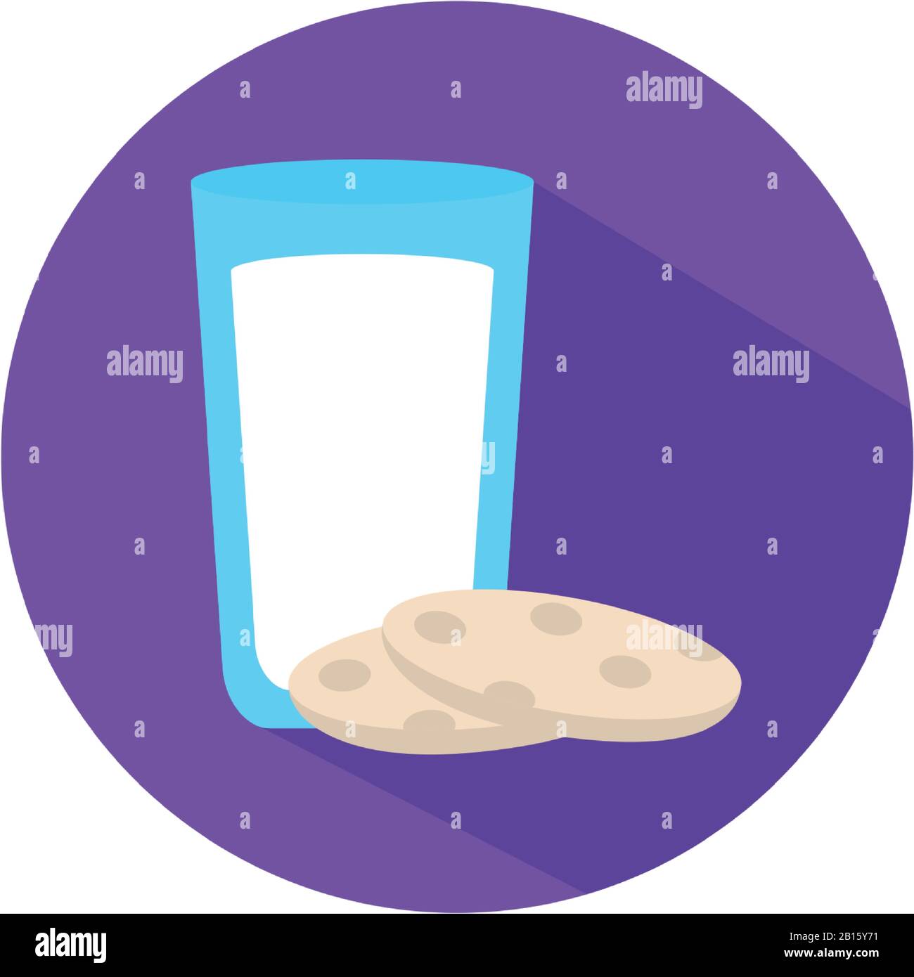 milk glass with cookie flat style icon design, Drink dairy beverage ...