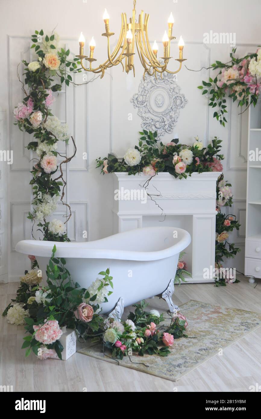 Image showcasing Interior of luxury vintage bathroom Stock Photo - Alamy