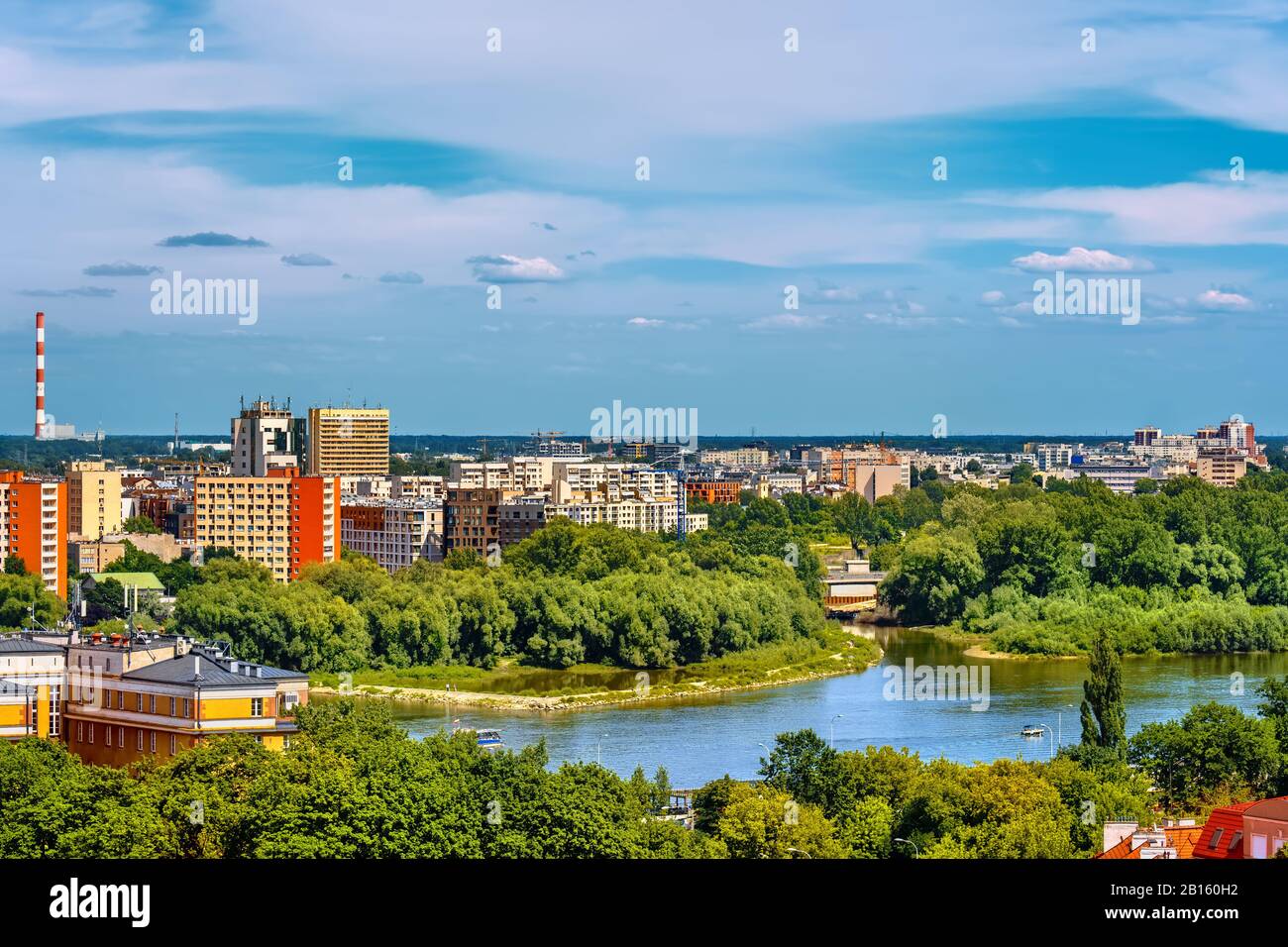 City Of Warsaw In Poland River View To Praga District Urban Landscape Stock Photo Alamy