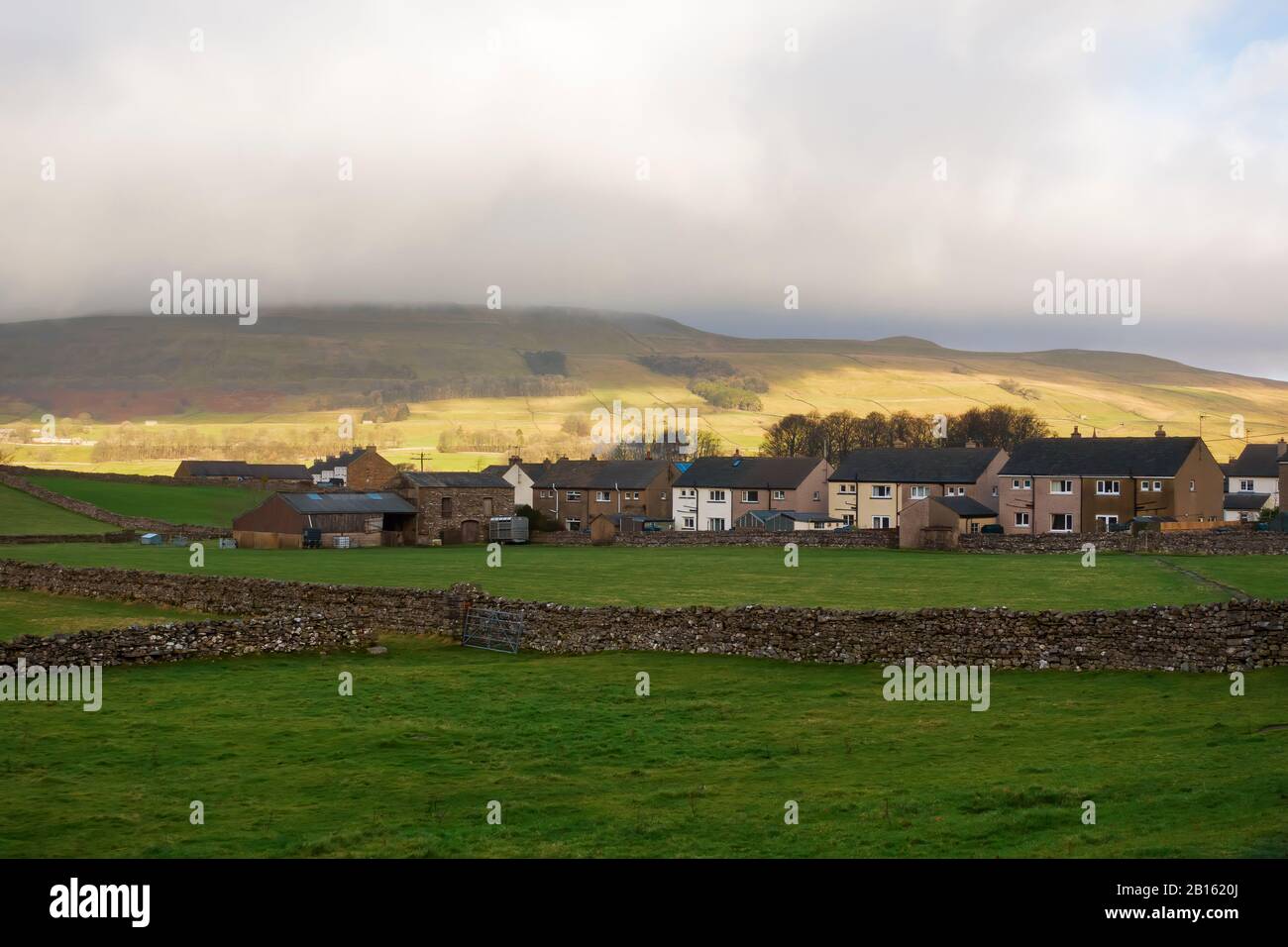 The village of Gayle and Abbotside Common, Wensleydale, Yorkshire Dales Stock Photo