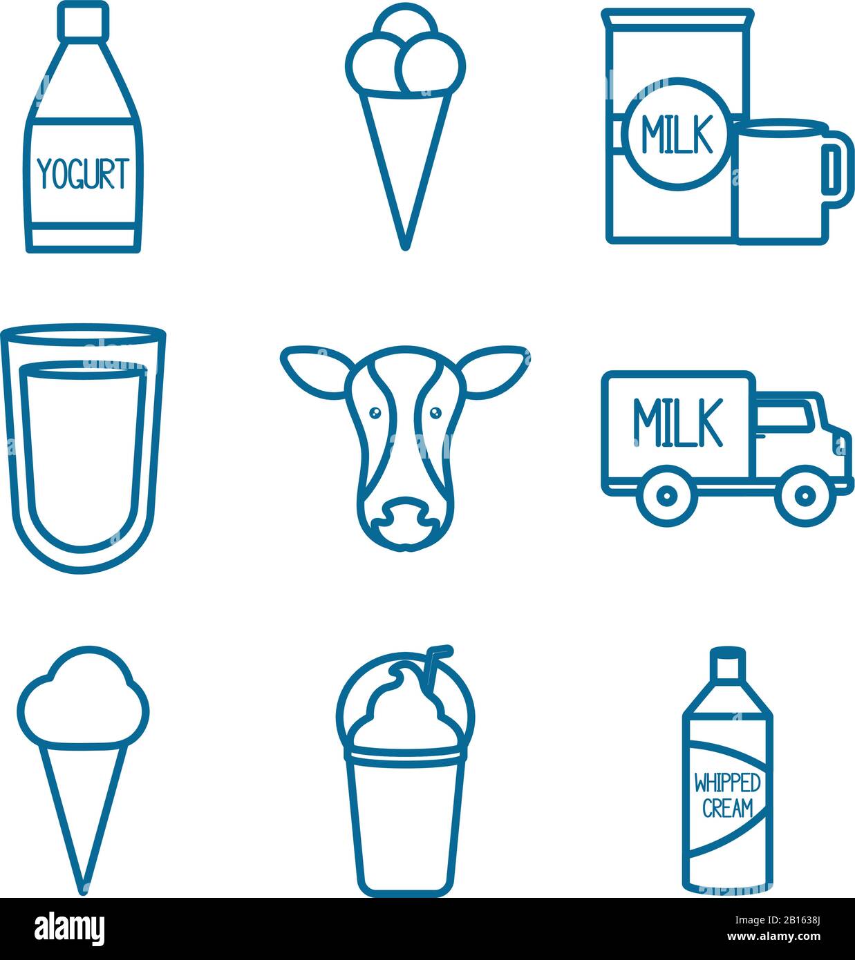 dairy line style icon set design, breakfast food fresh natural healthy ...