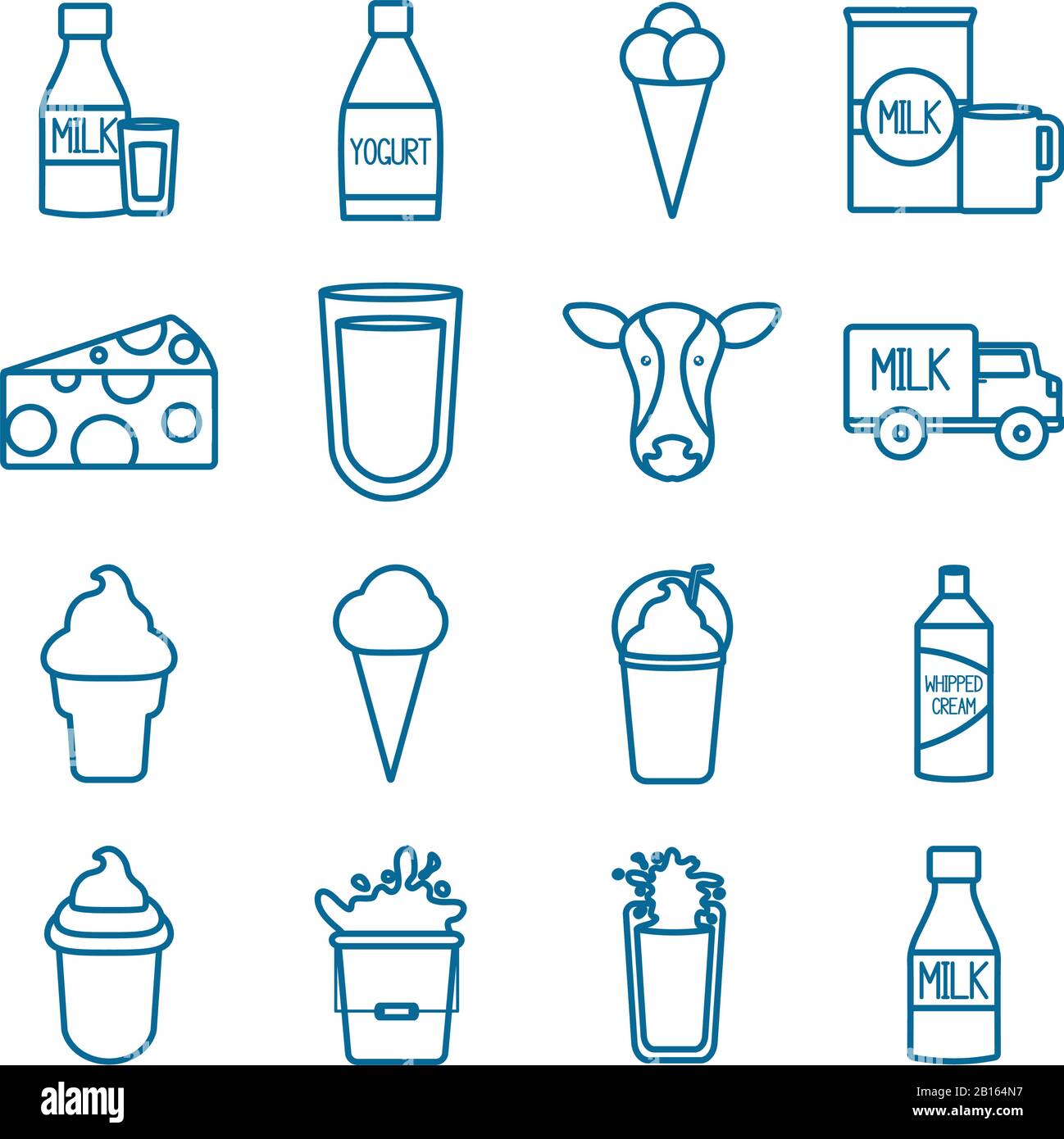dairy line style icon set design, breakfast food fresh natural healthy ...