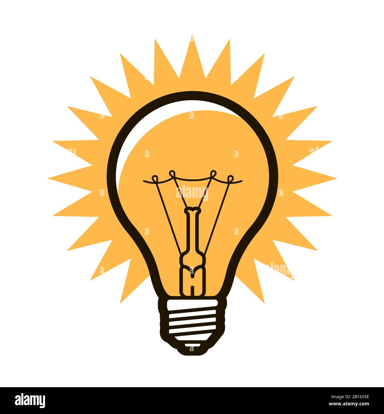 Lightbulb, bulb. Electricity, electric light, energy symbol. Vector illustration Stock Vector