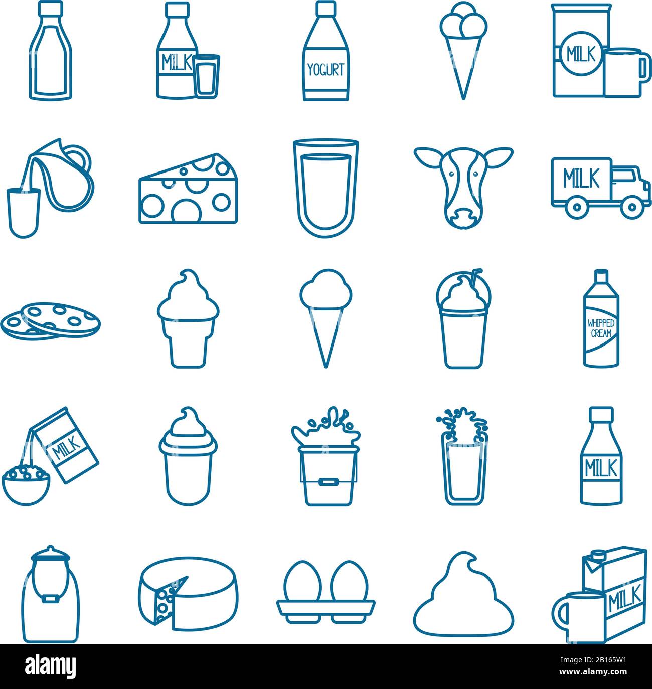 dairy line style icon set design, breakfast food fresh natural healthy ...