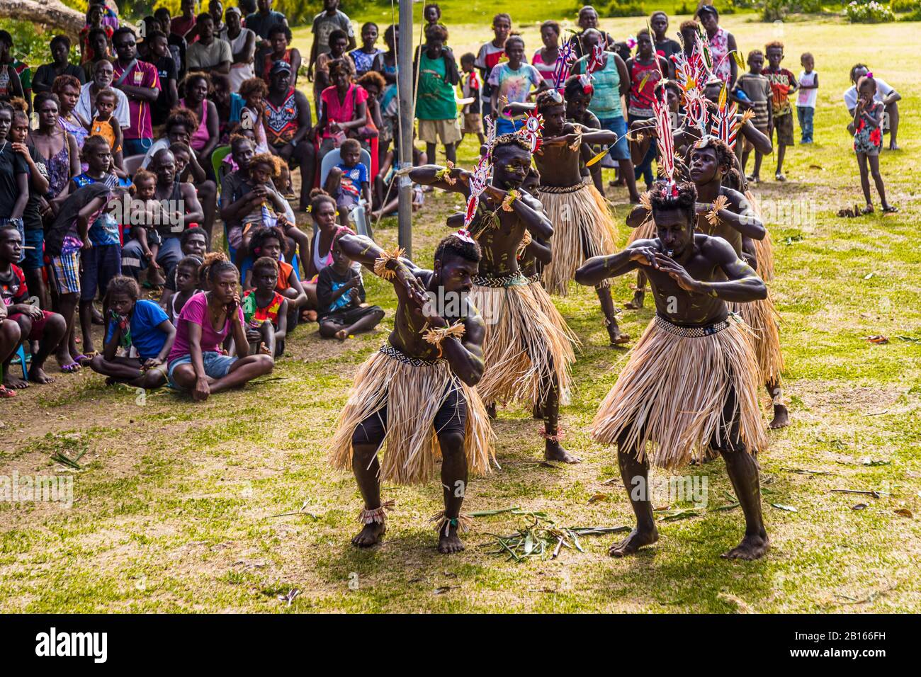 Sing-Sing in Bougainville, Papua New Guinea. Colorful village festival on Bougainville with music and dance Stock Photo