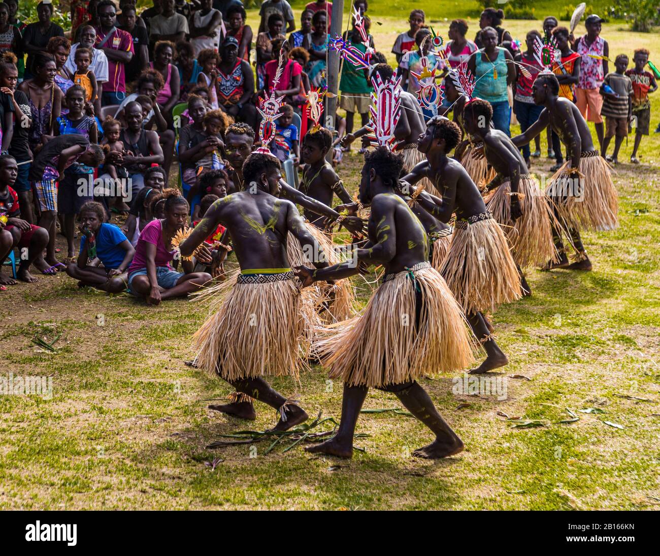 Sing-Sing in Bougainville, Papua New Guinea. Colorful village festival on Bougainville with music and dance Stock Photo